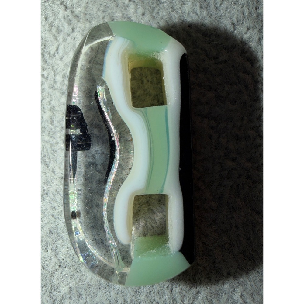 Unique Lampwork Glass Bead Green White Black Clear Abstract‎ Art Pendant Bead